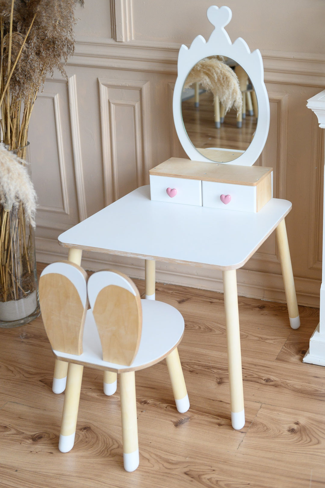 Prinsessen Kaptafel Set met spiegel en stoel - Kroon