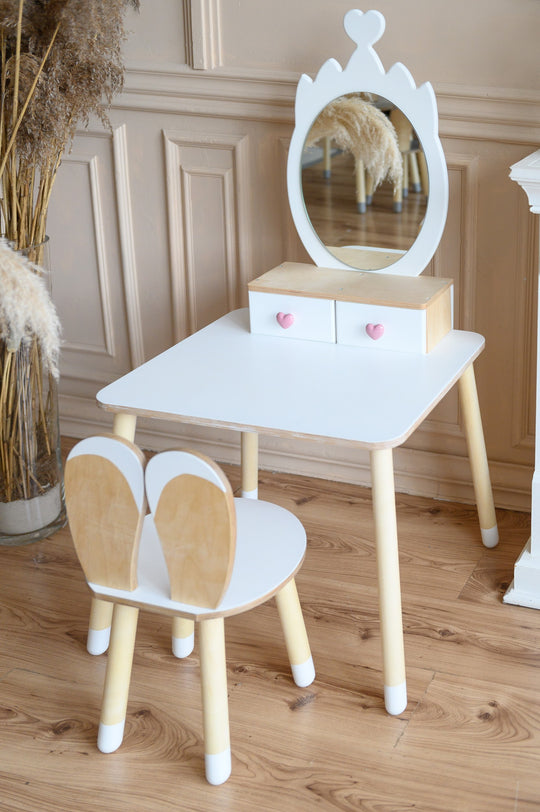 Prinsessen Kaptafel Set met spiegel en stoel - Kroon