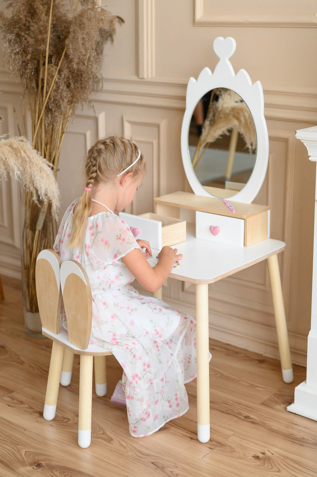 Prinsessen Kaptafel Set met spiegel en stoel - Kroon