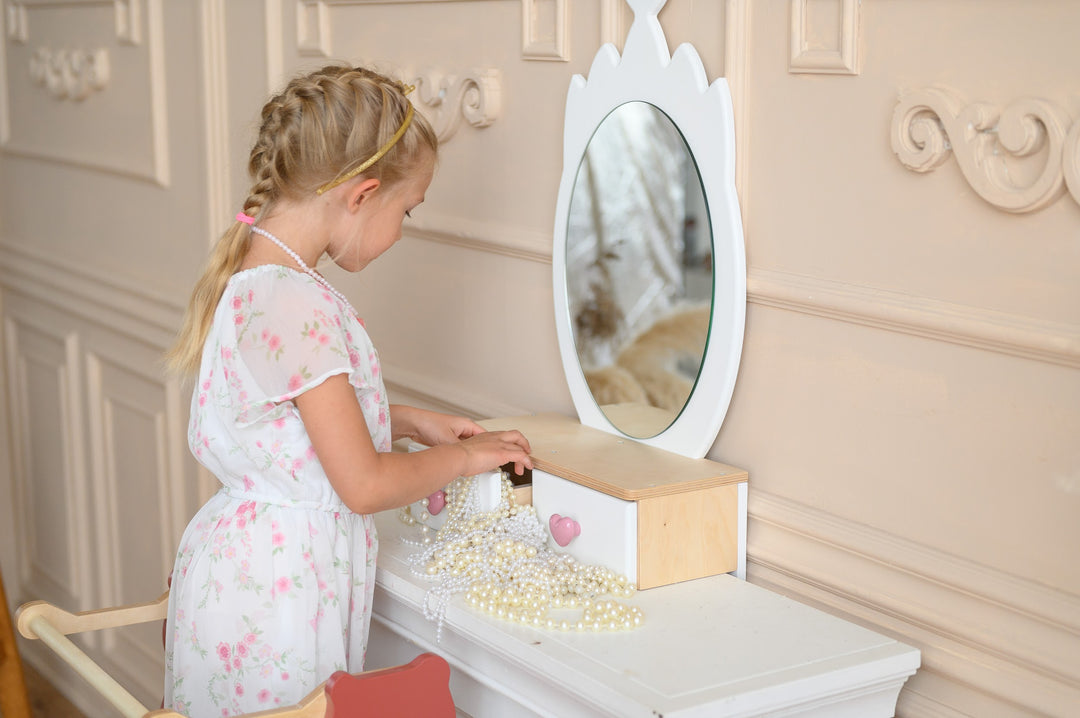 Prinsessen Kaptafel Set met spiegel en stoel - Kroon