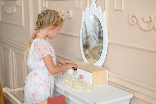 Prinsessen Kaptafel Set met spiegel en stoel - Kroon