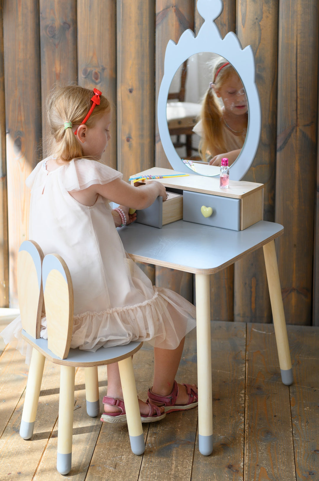 Prinsessen Kaptafel Set met spiegel en stoel - Kroon