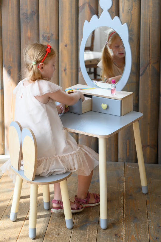 Prinsessen Kaptafel Set met spiegel en stoel - Kroon