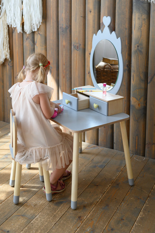 Prinsessen Kaptafel Set met spiegel en stoel - Kroon