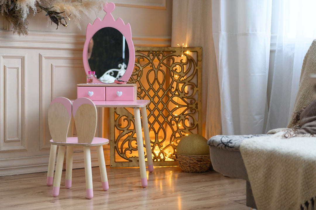 Prinsessen Kaptafel Set met spiegel en stoel - Kroon