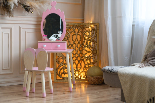 Prinsessen Kaptafel Set met spiegel en stoel - Kroon