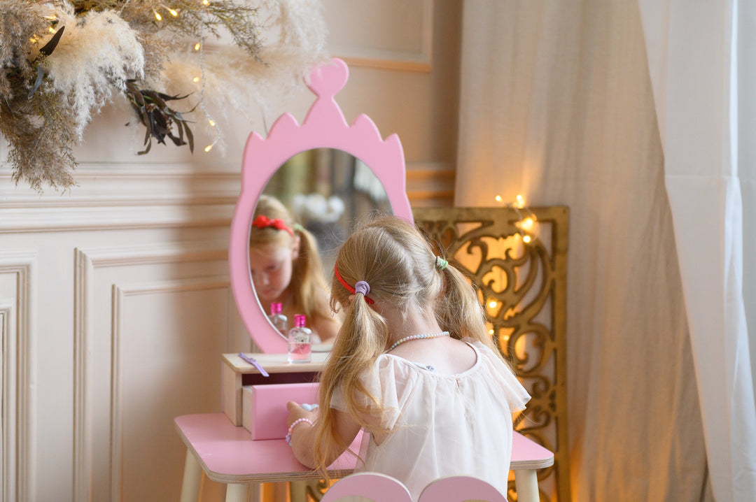 Prinsessen Kaptafel Set met spiegel en stoel - Kroon