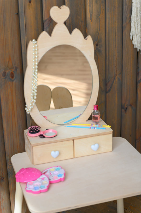 Prinsessen Kaptafel Set met spiegel en stoel - Kroon
