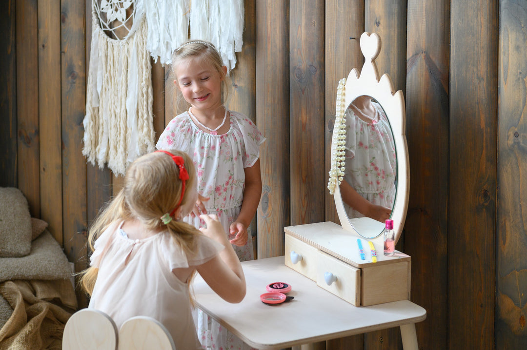 Prinsessen Kaptafel Set met spiegel en stoel - Kroon