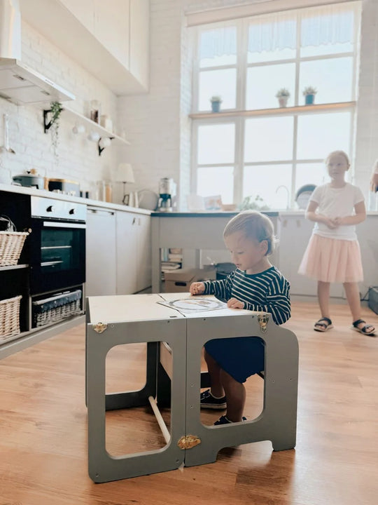 4-in-1 Creatieve Toren met Schoolbord / Glijbaan