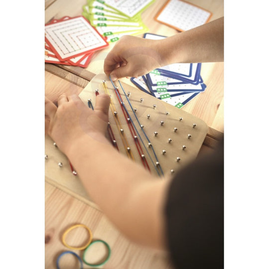 Geoplan on Rubber Bands Wooden Puzzle, 69 pcs