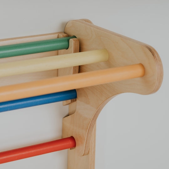 Pikler Triangle Climber with Swedish Wall Add-On (Ages 6m–7y) - Rainbow