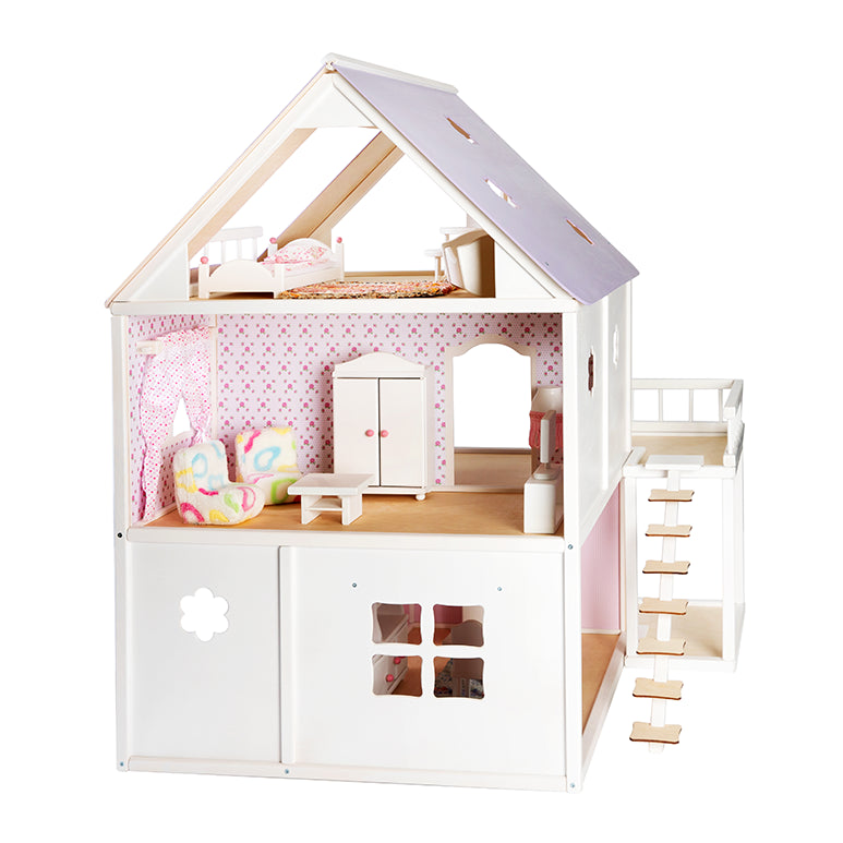 Roosi Poppenhuis Villa – Groot Houten Poppenhuis - Wit